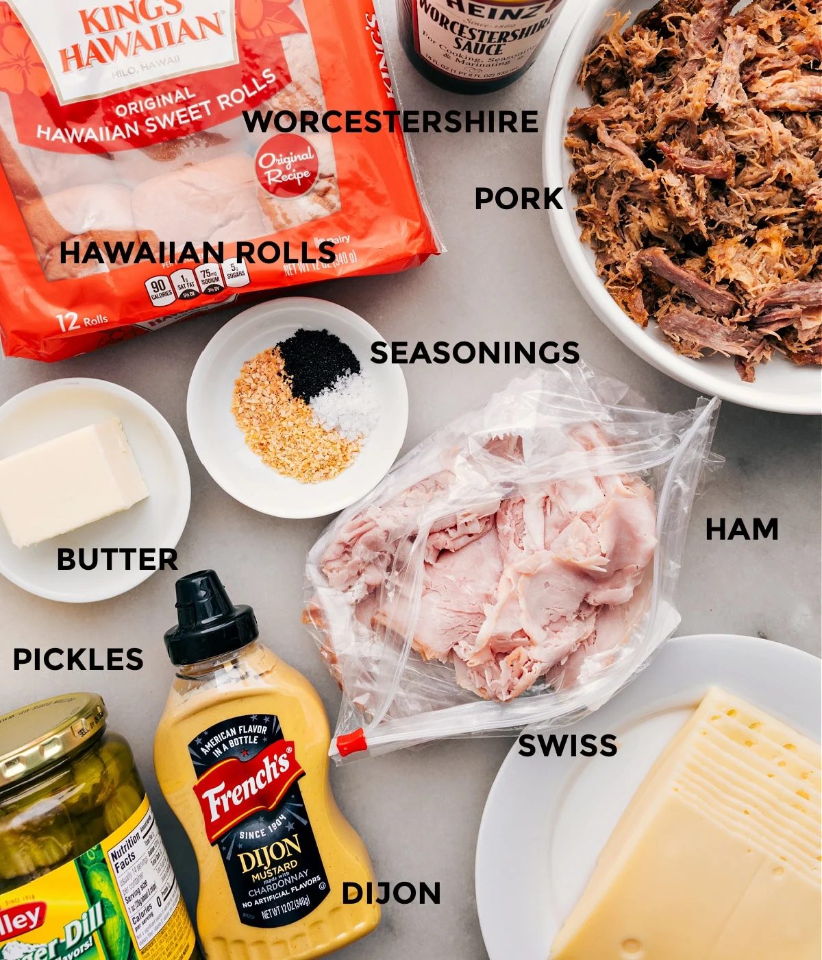 All the ingredients prepped out for straightforward assembly of these sandwiches.
