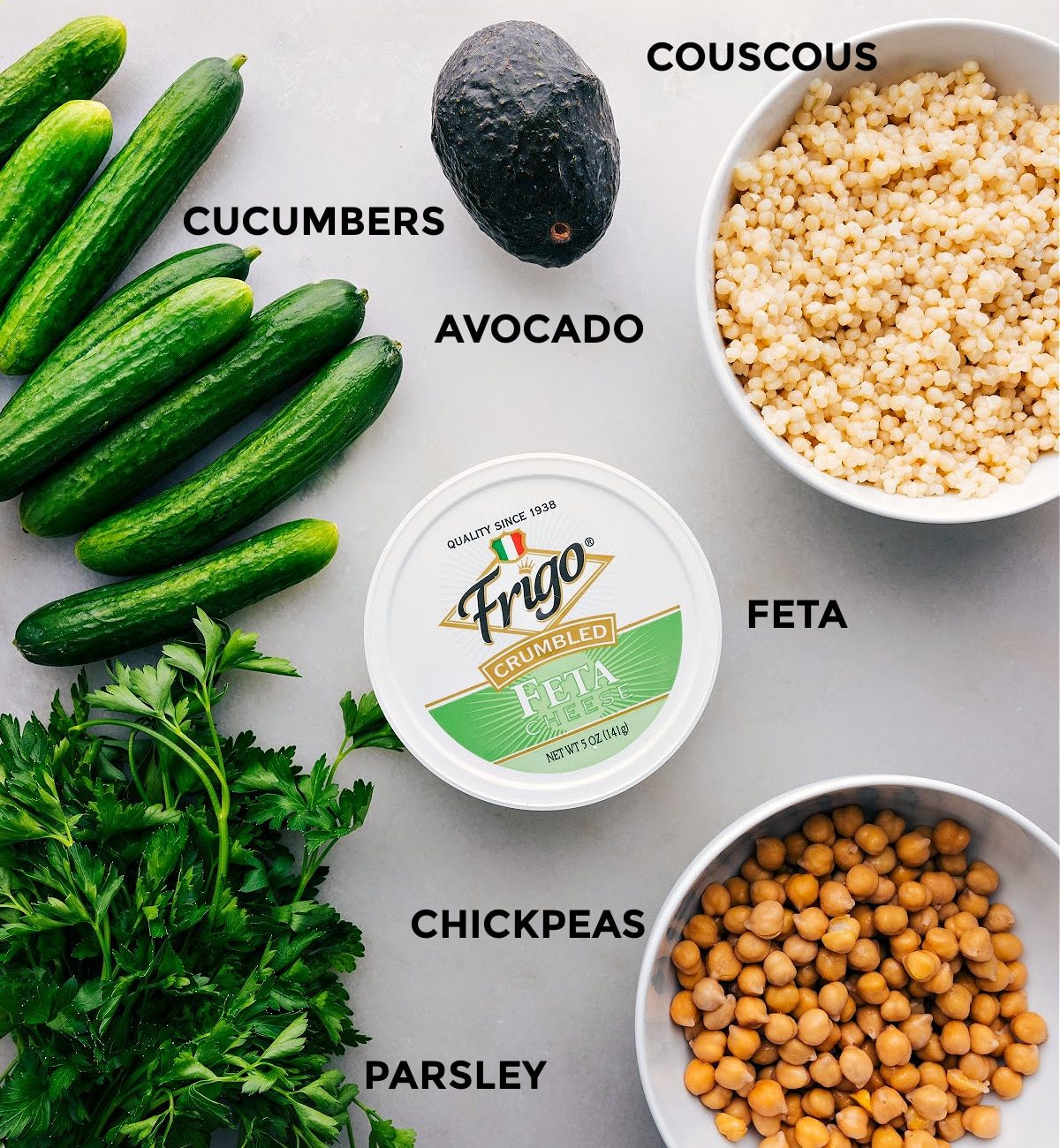 All the ingredients in this dish prepped out for straightforward assembly.