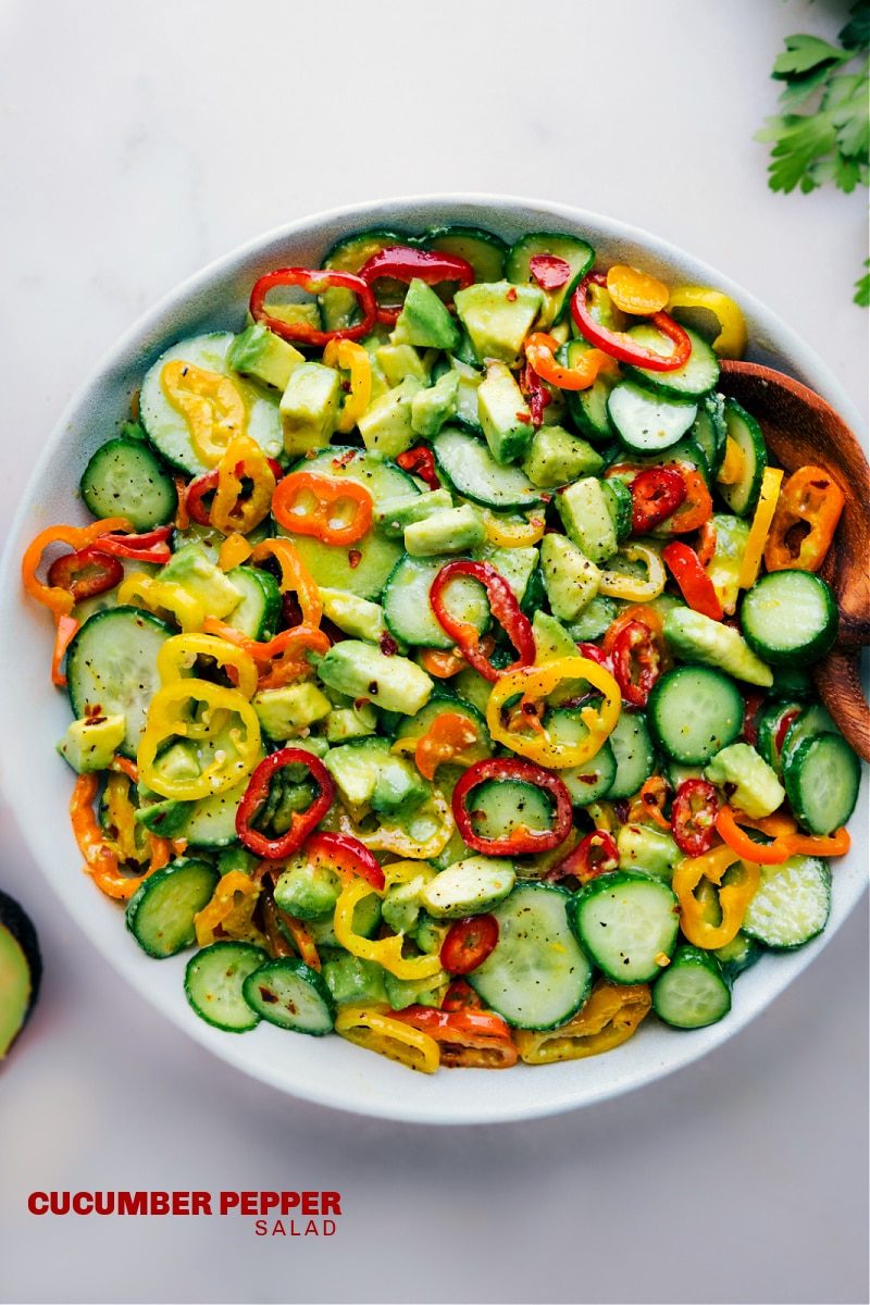 Cucumber Pepper Salad dressed in a bowl ready to enjoy.