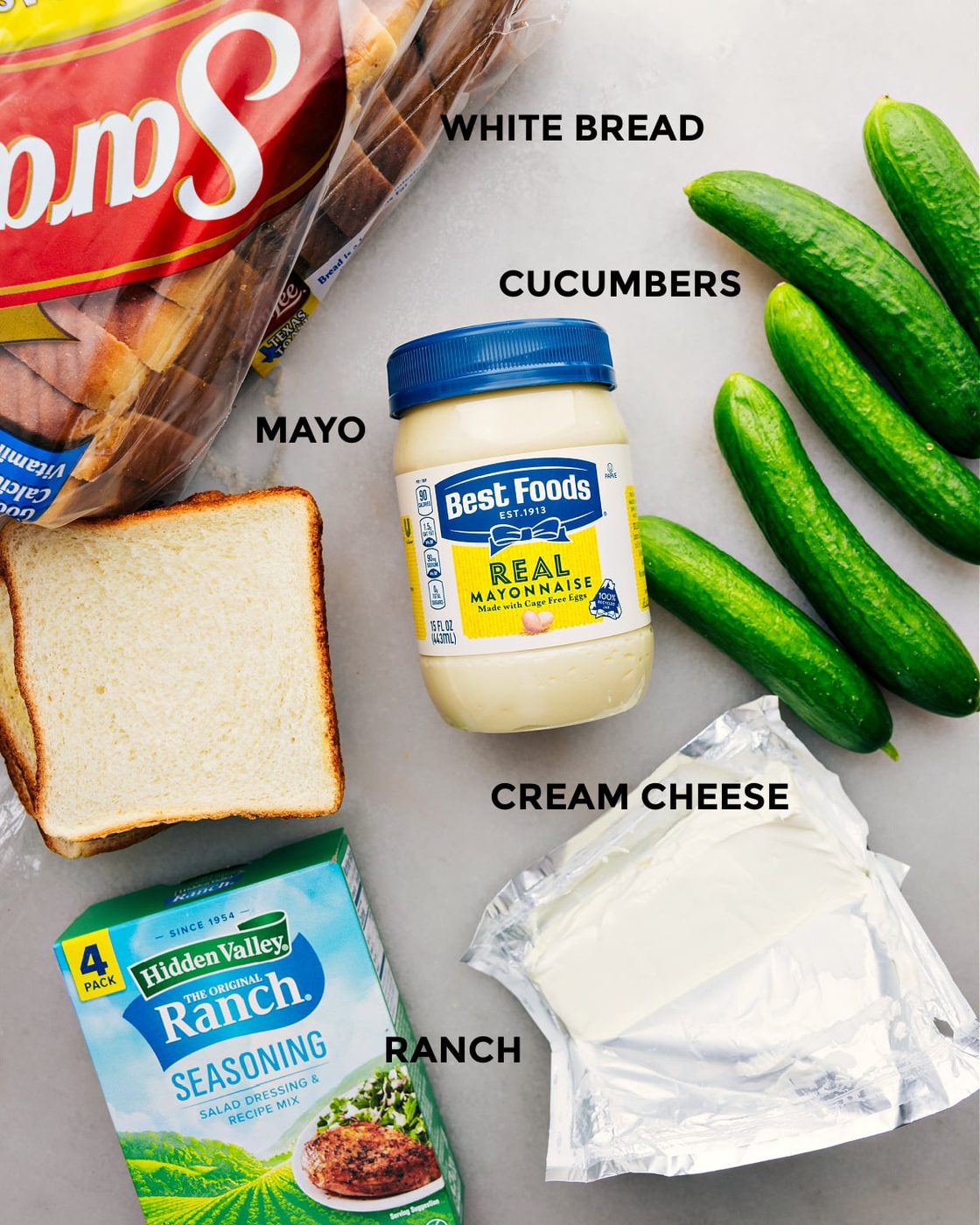 All the ingredients in this recipe prepped out for straightforward assembly.