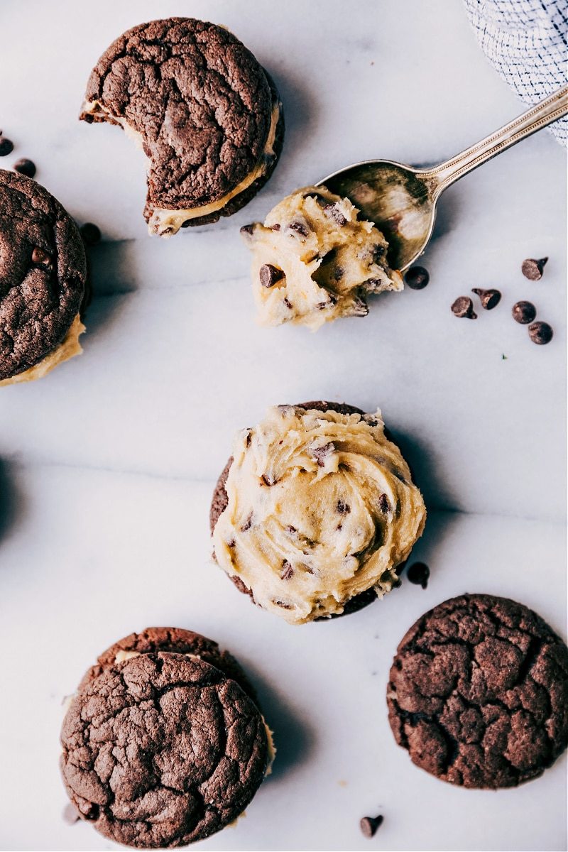 Cookie Dough Oreos ready to be eaten.