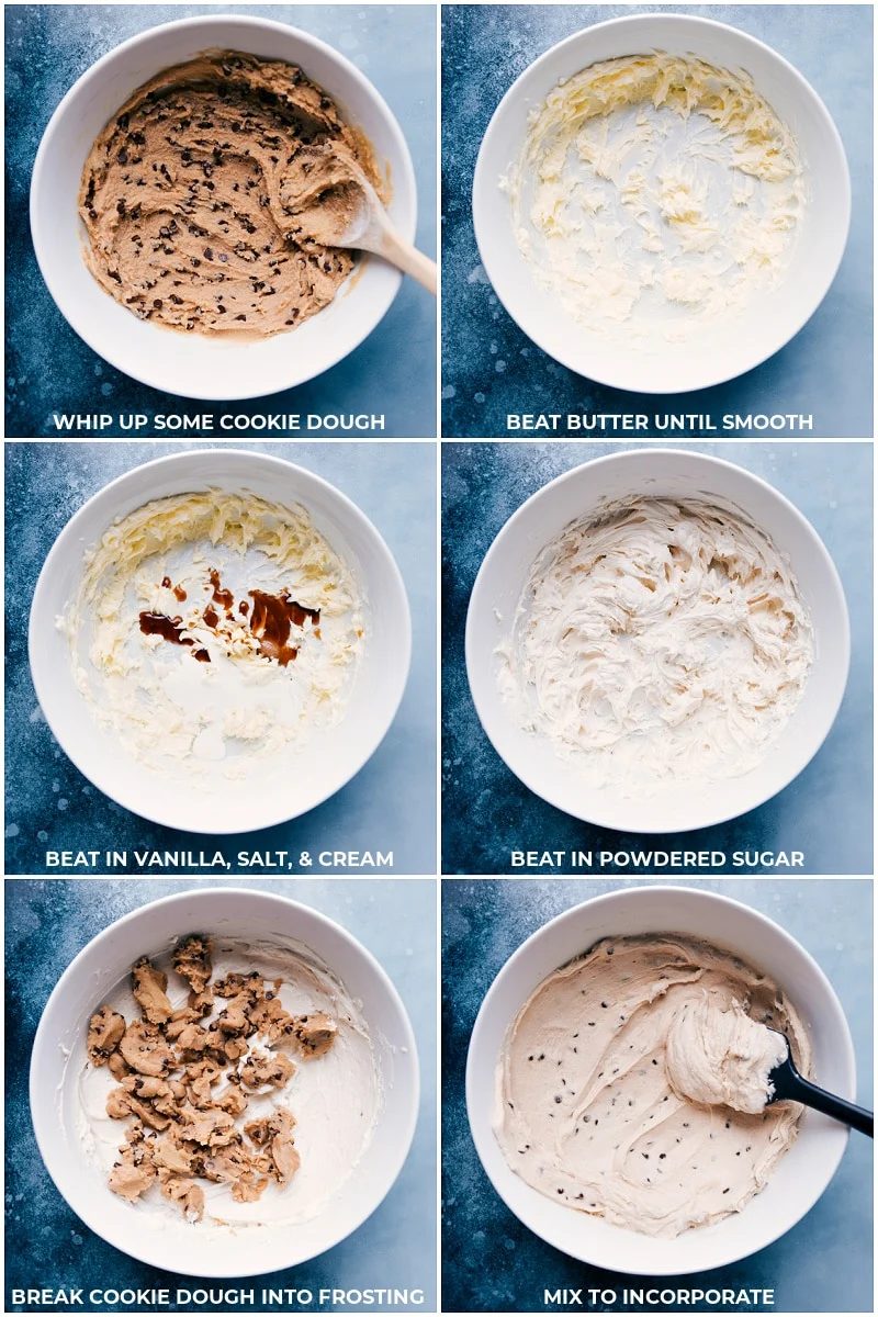 Making the edible cookie dough frosting.
