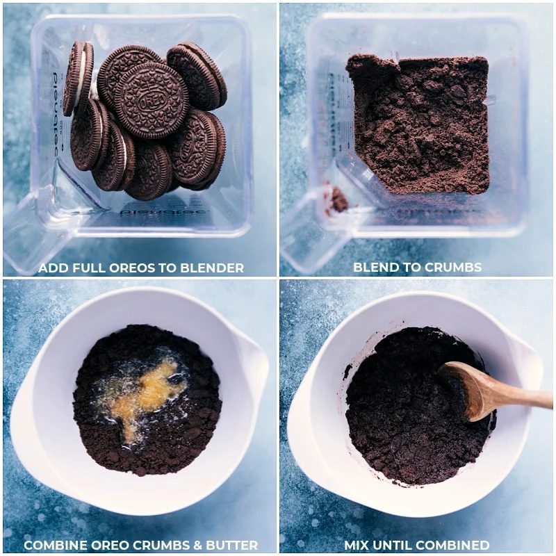 Process shots-- images of the Oreo crust being prepped