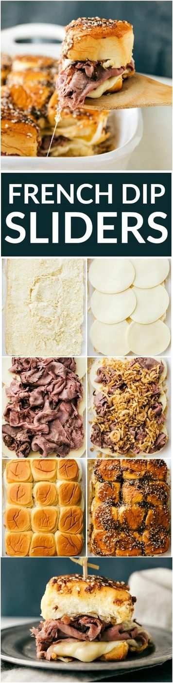 The best possible version of French Dip sandwiches -- made into oven-baked sliders! These French Dip sliders take only TEN MINUTES PREP! via flexfa.com
