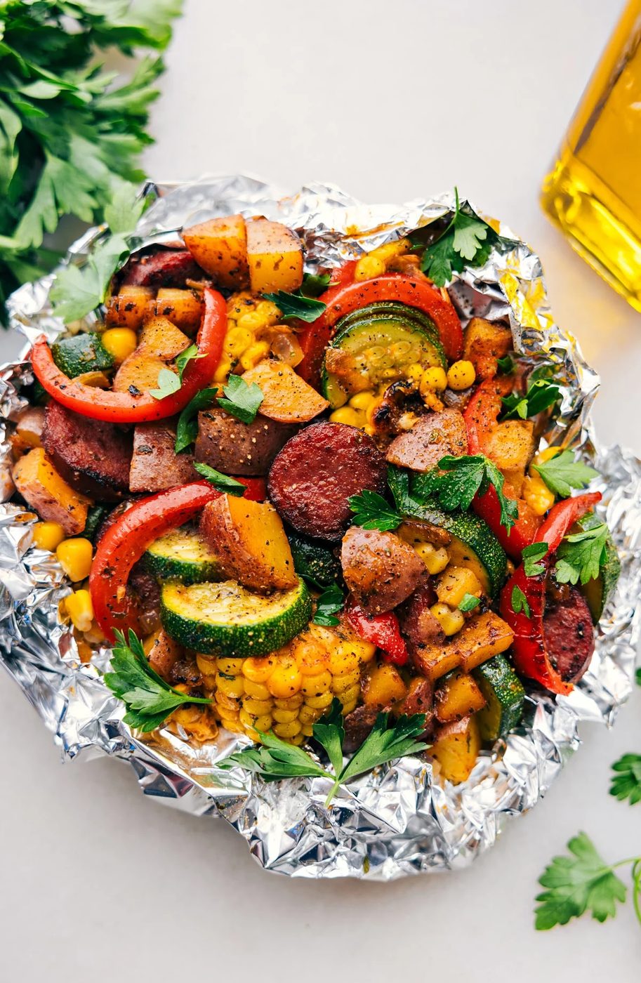 Tin Foil Sausage plus Veggies Dinner