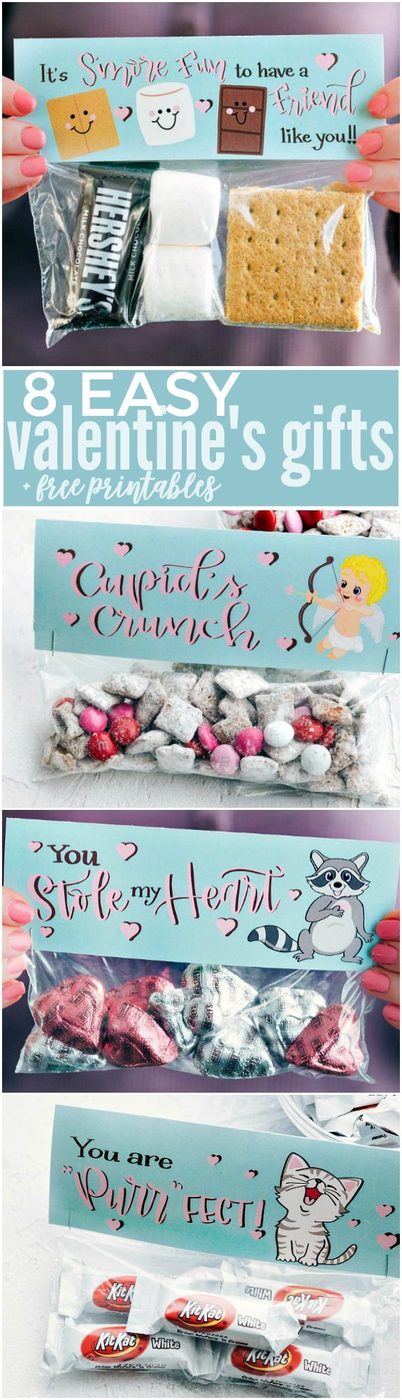 The CUTEST Valentine's Day Gifts -- so straightforward to make and FREE PRINTABLE bag toppers! via flexfa.com | #valentines #bagtopper #straightforward #quick #free #printable #bag #topper #treat #dessert #smore #beary #nice #treat #candy #snack
