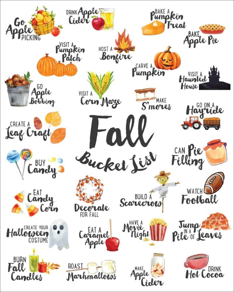 FREE Fall Bucket List for the Table