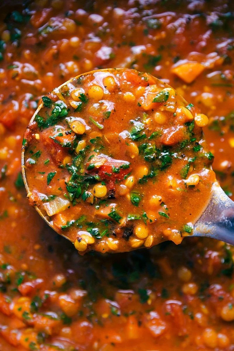 Thick lentil soup packed with tender lentils and vegetables, a hearty choice for fall soup recipes.