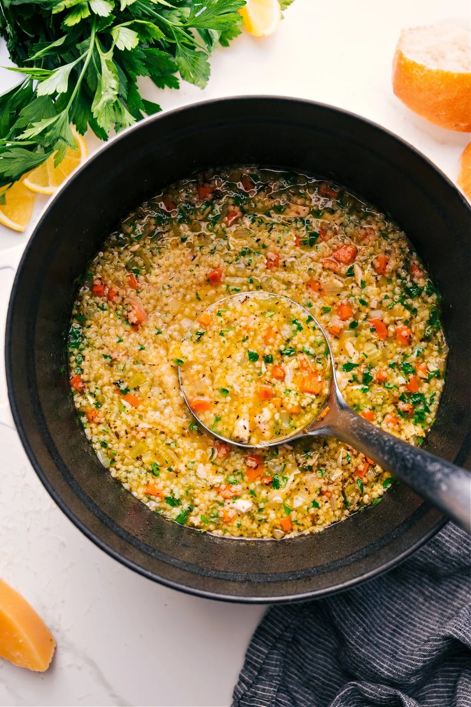 Pastina soup with tiny pasta and tender vegetables, a simple favorite among these fall soup recipes.