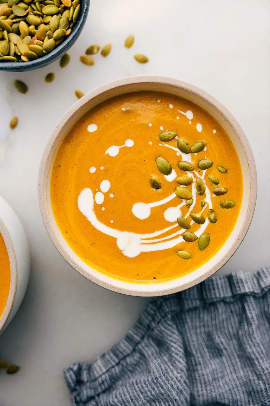 Pumpkin soup with a creamy texture and cozy spices, one of the most seasonal fall soup recipes.