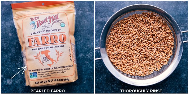 The farro used in this recipe being thoroughly rinsed.