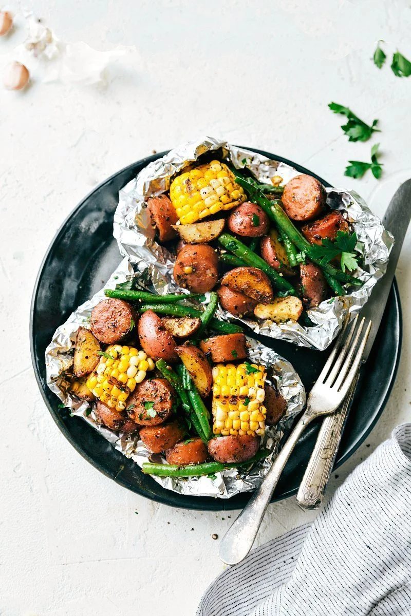 Garlic Butter Sausage plus Veggies (In Foil Packs)