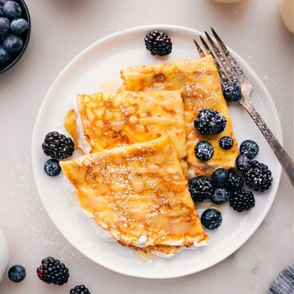 Plateful of satisfying crepes ready to be enjoyed.