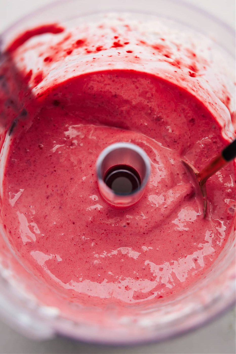 The blended ingredients in a food processor ready to be served.