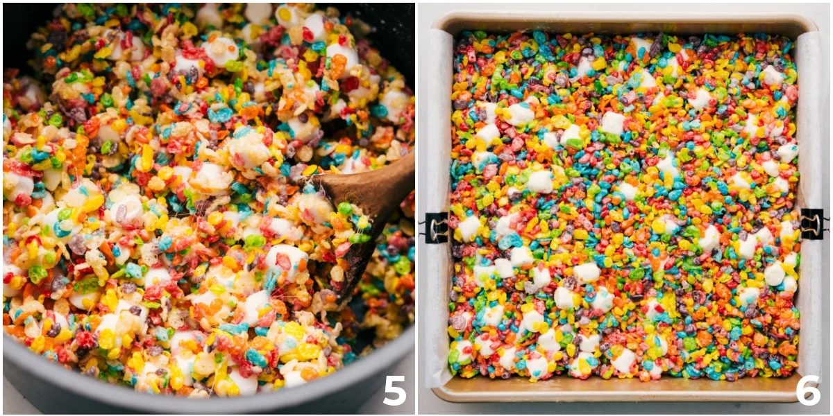 Mixing all the ingredients together and spreading it in a 9x9 pan to harden.