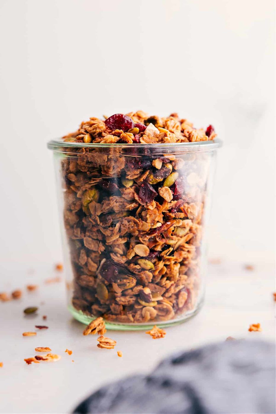 from-scratch granola packed in a jar, ready to enjoy.