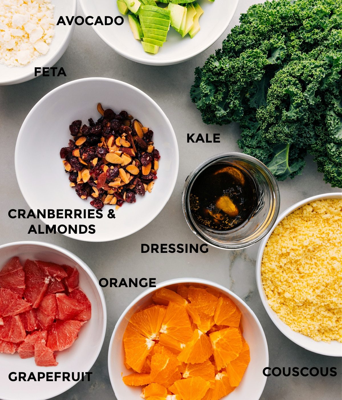 All the ingredients in this recipe prepped out for straightforward assembly.