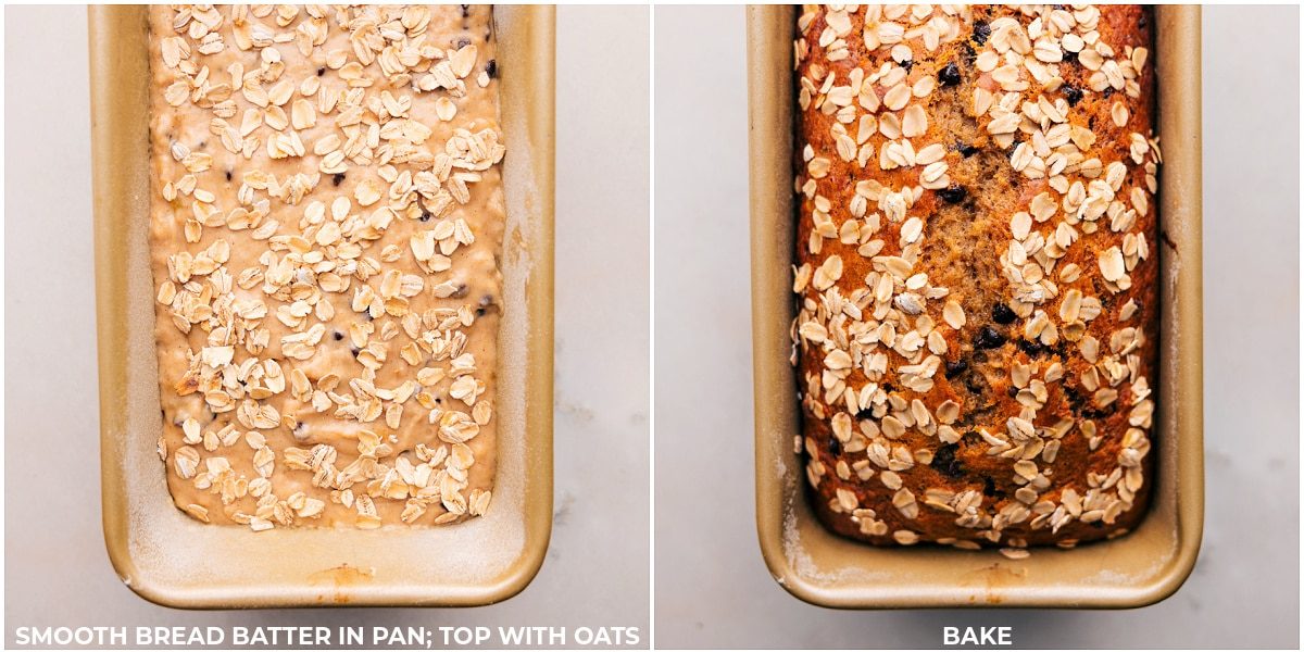 Healthy Banana Bread Recipe batter in the pan baked up to perfection.