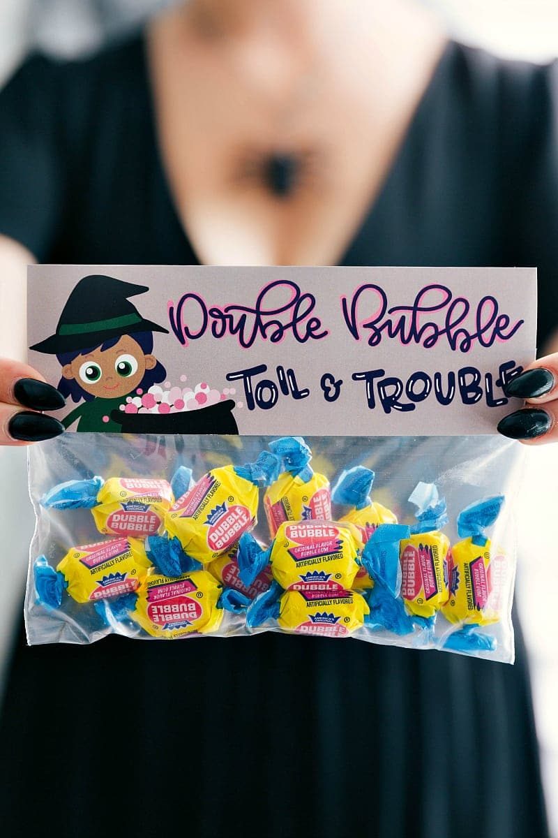 Free Halloween Treat Bag Toppers: Double Bubble Toil and Trouble.