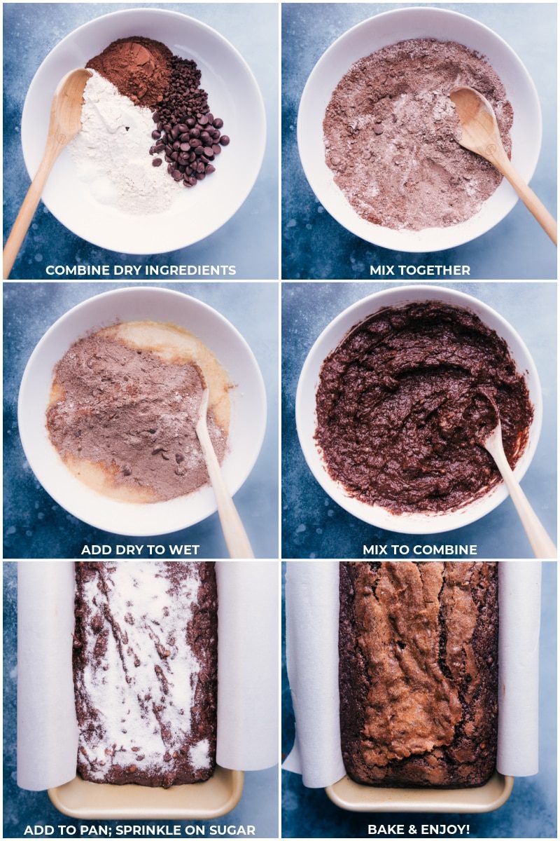 Dry ingredients being mixed together. Then wet and dry mixed together and it all baked.