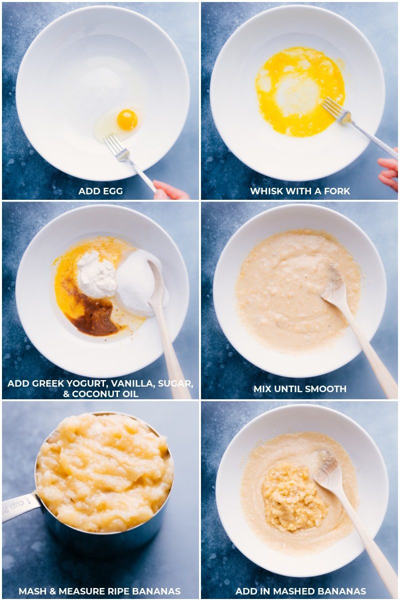 Wet ingredients being mixed together for this Chocolate Banana Bread Recipe.