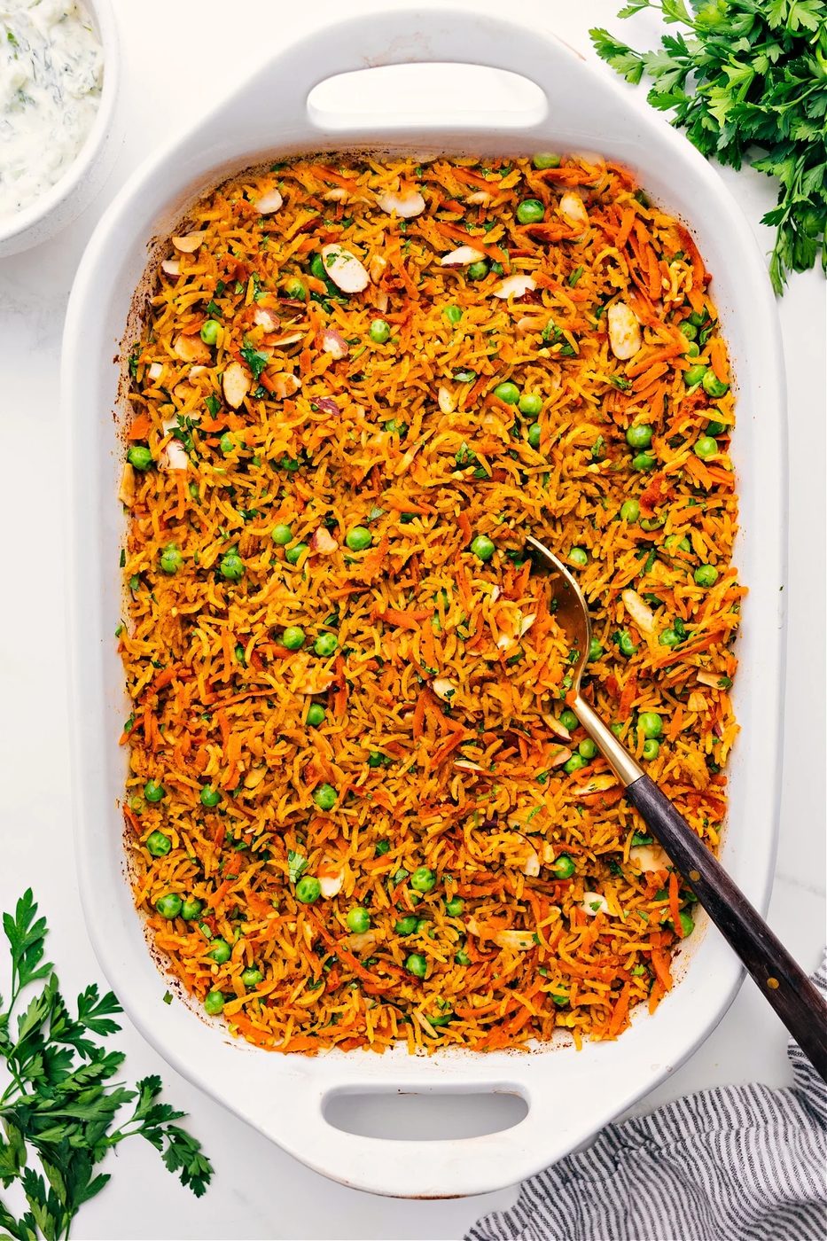 Fluffy curry rice and vegetables featured among healthy one pan meals.
