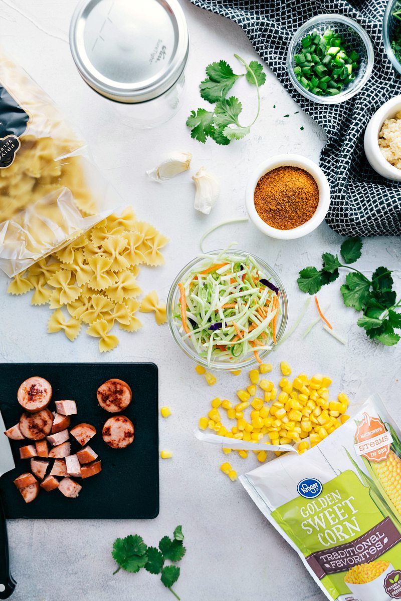 Ingredients in instant noodles recipe: Cajun Sausage and Noodle Soup.