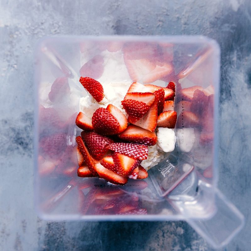 All ingredients being added to the blender.
