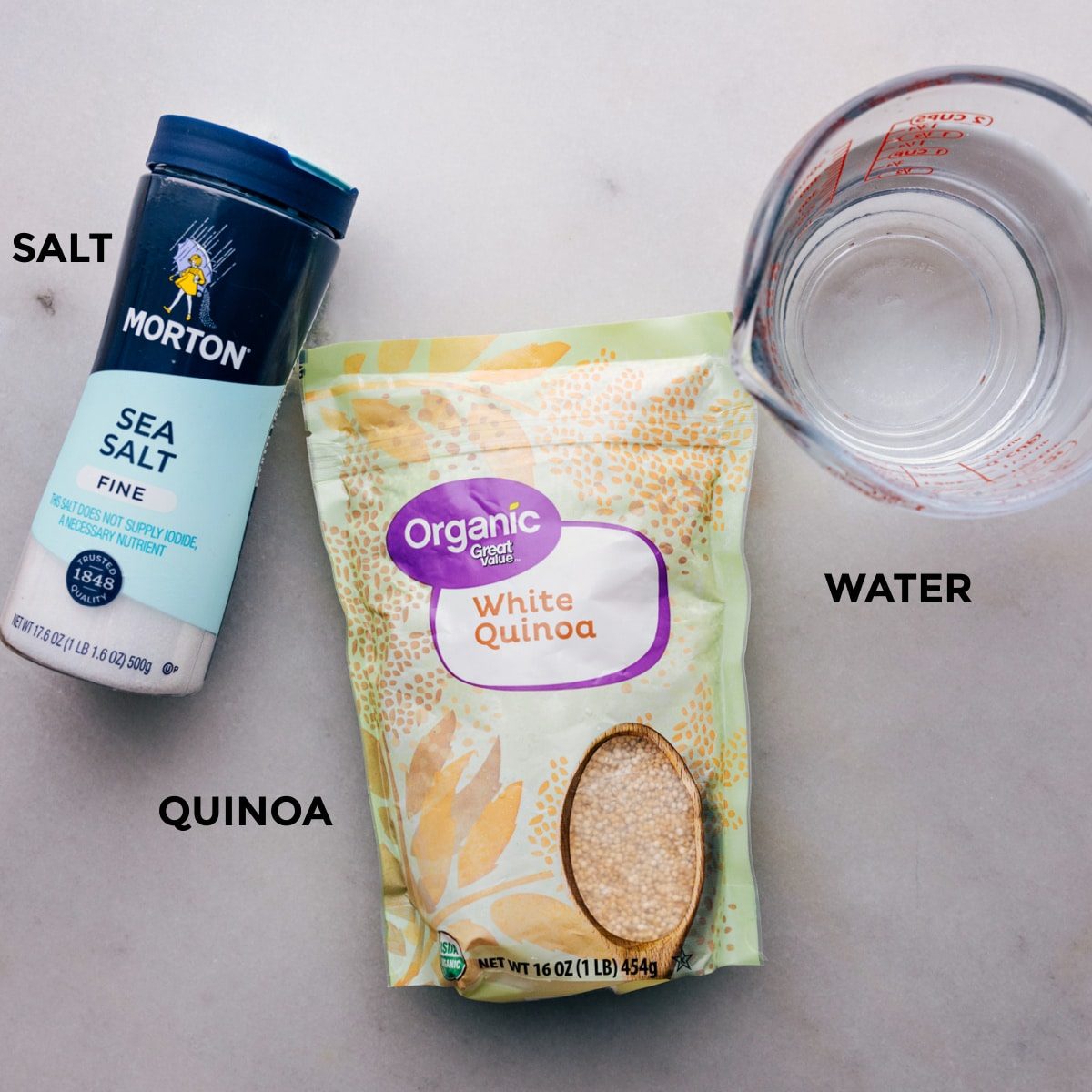 All the ingredients used in this recipe laid out for straightforward assembly.