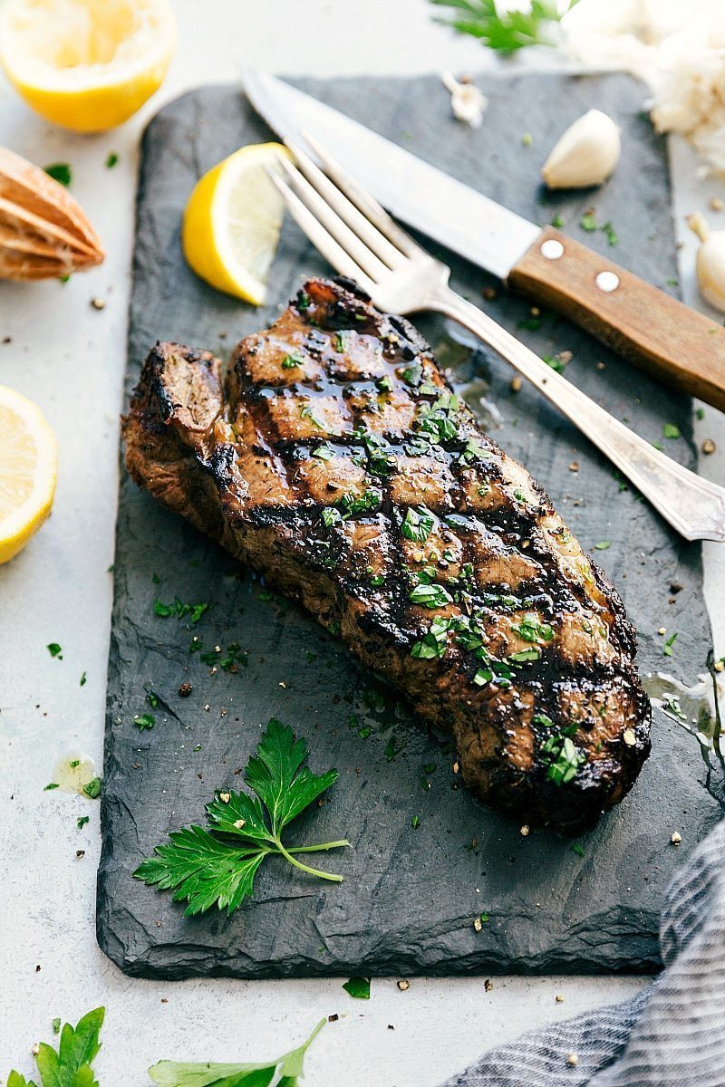 Cooked meat fresh off the grill.