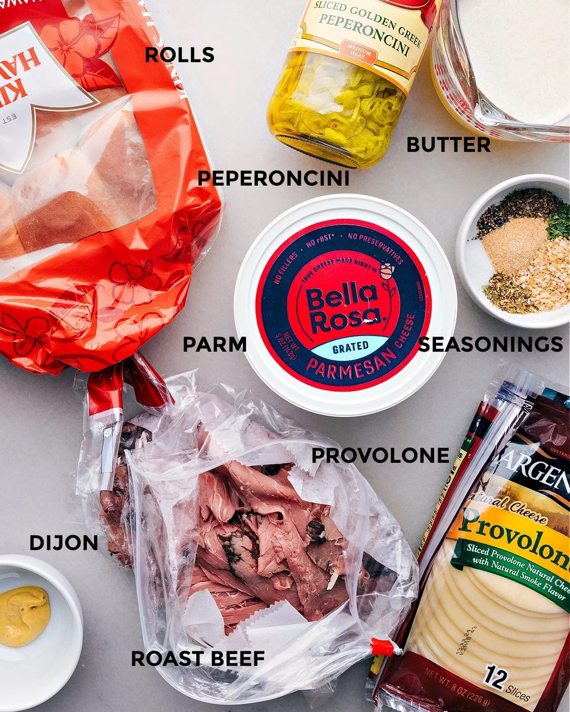 All the ingredients in this recipe prepped out for straightforward assembly.