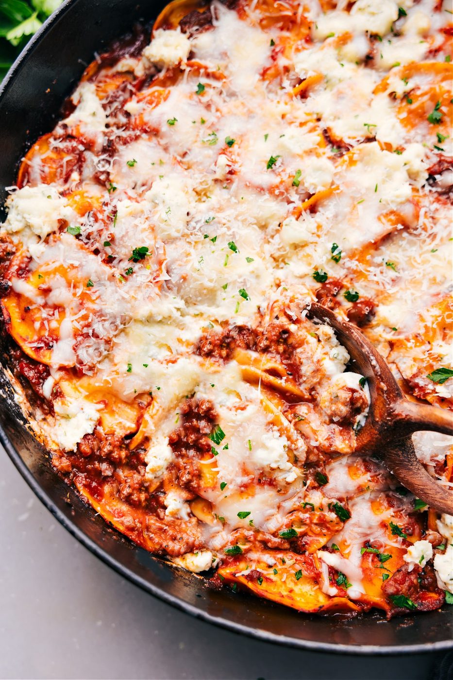 Baked Ravioli fresh out of the oven ready to be served.