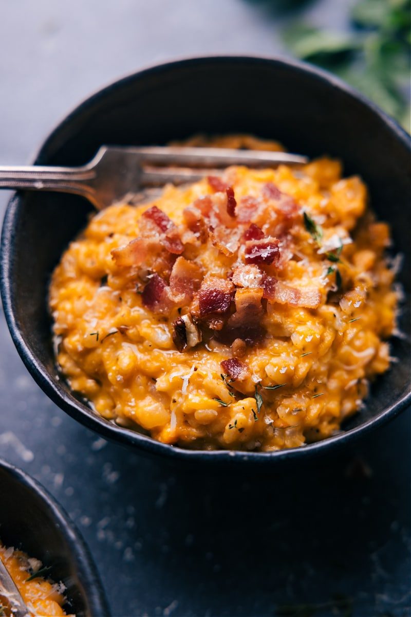 Creamy sweet potato risotto with Parmesan.