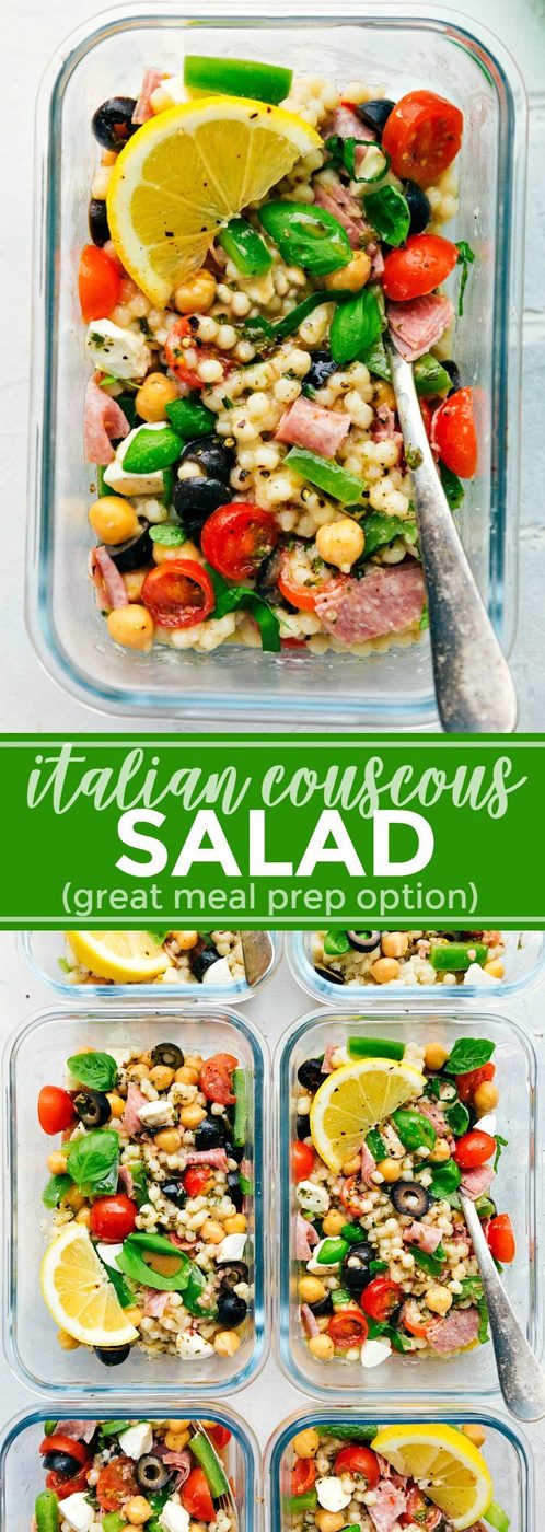 A healthy and simple Italian Couscous Salad that everyone will go crazy for! (Meal prep options and tips included) via flexfa.com | #couscous #italian #salad #straightforward #quick #healthy #mealprep