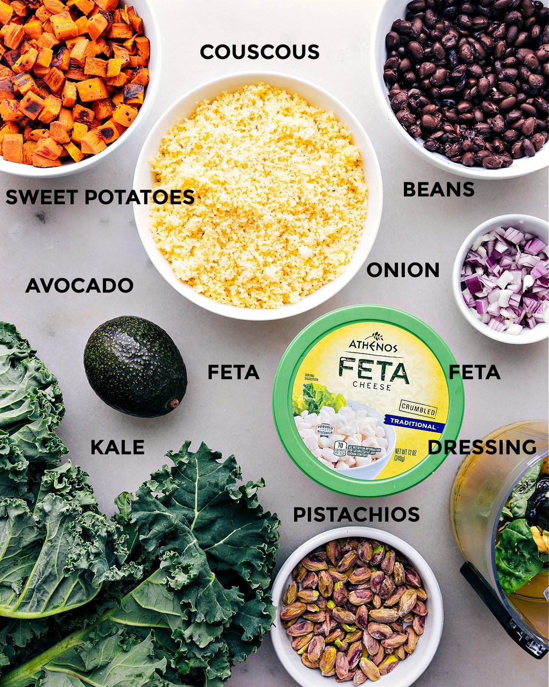 All the ingredients in this recipe prepped out for straightforward assembly.