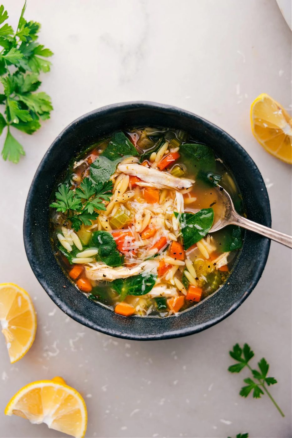 Lemon Chicken Orzo Soup
