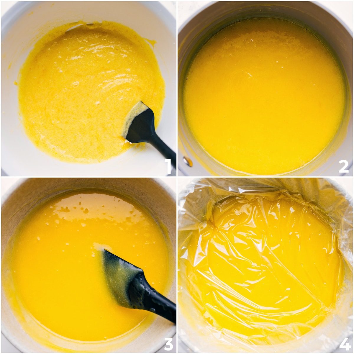 The sauce mixed in a pot over a low burner, stirred constantly until thickened.