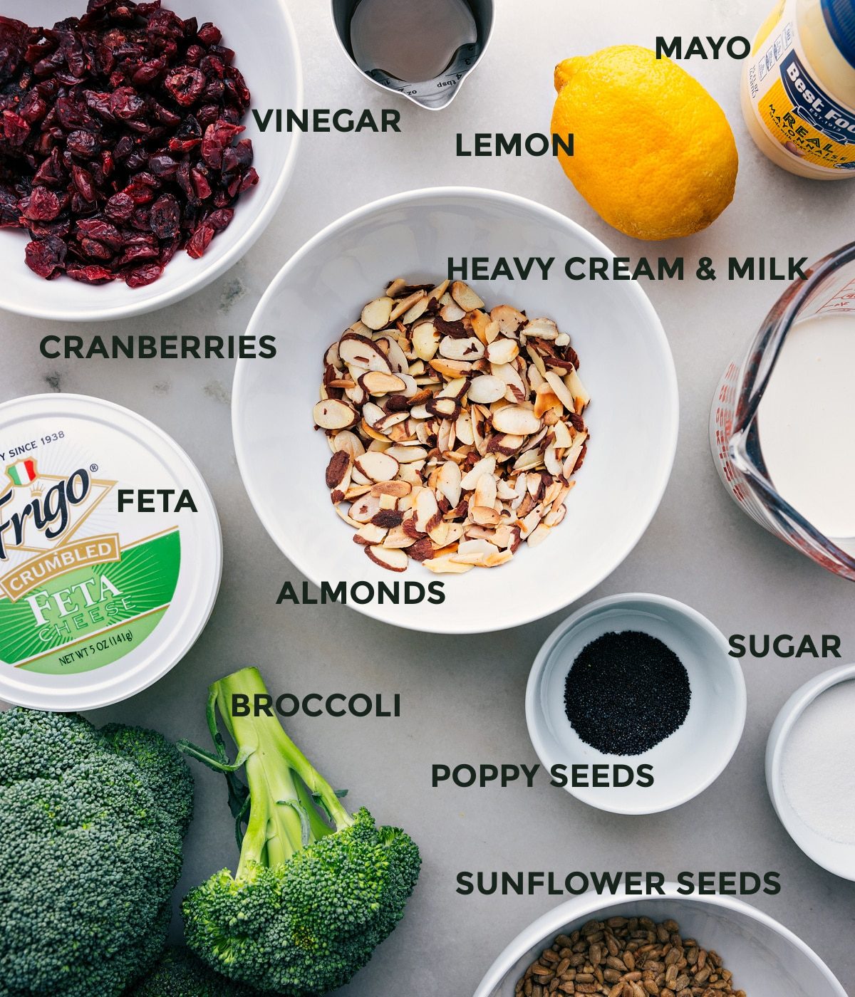 Ingredients in this dish prepped out for straightforward assembly.