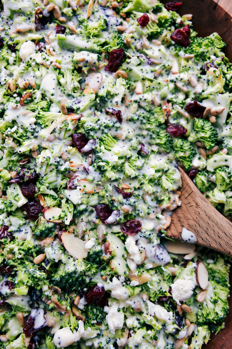 Lemon Poppy Seed Broccoli Salad dressed and ready to be enjoyed.