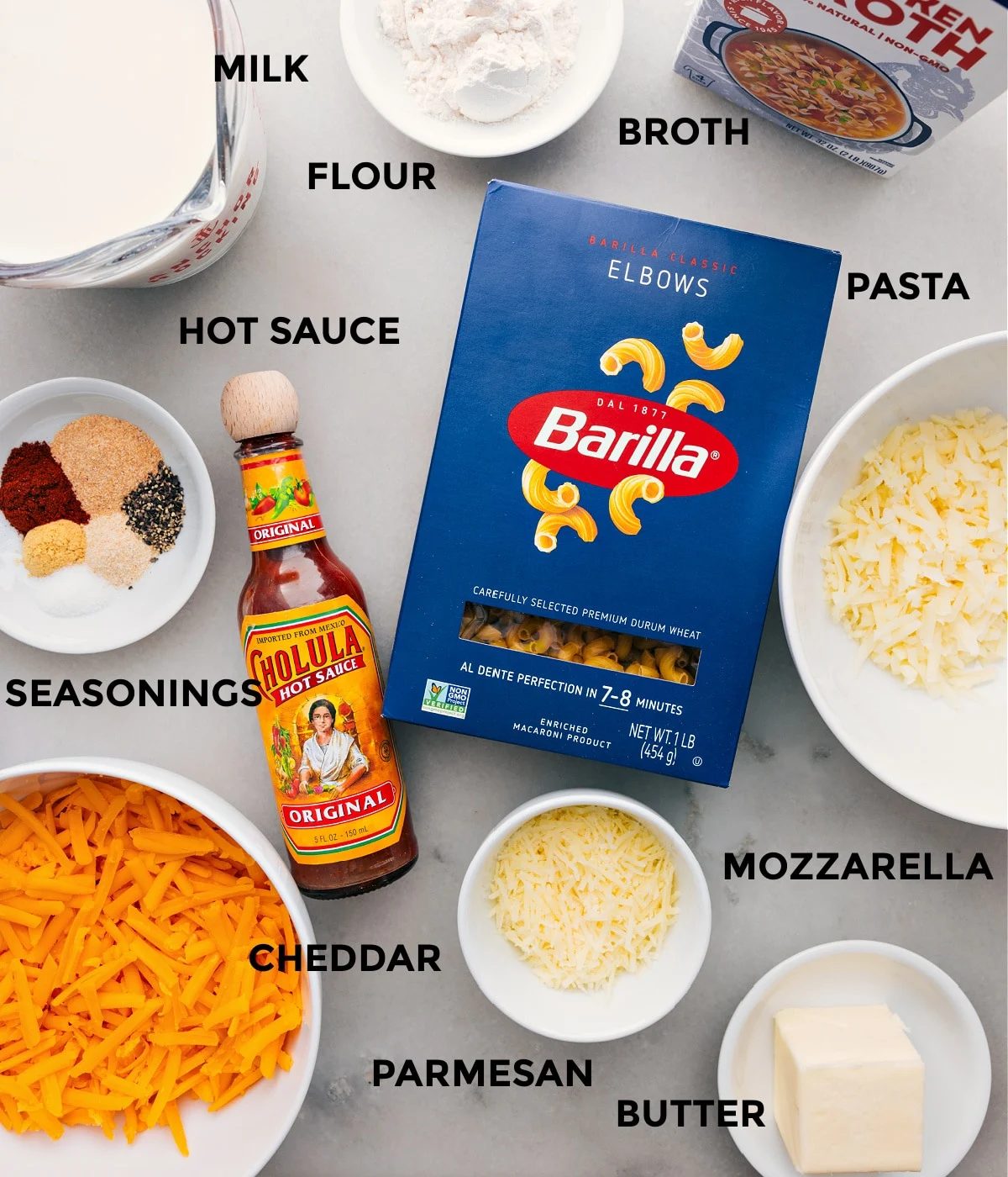 Ingredients prepped out for straightforward assembly.