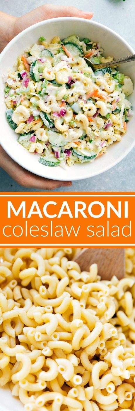 MACARONI COLESLAW SALAD I Two amazing summer side-dishes collide into one insanely tasty Macaroni Coleslaw Salad! reliable for a potluck or summer get-together! I flexfa.com