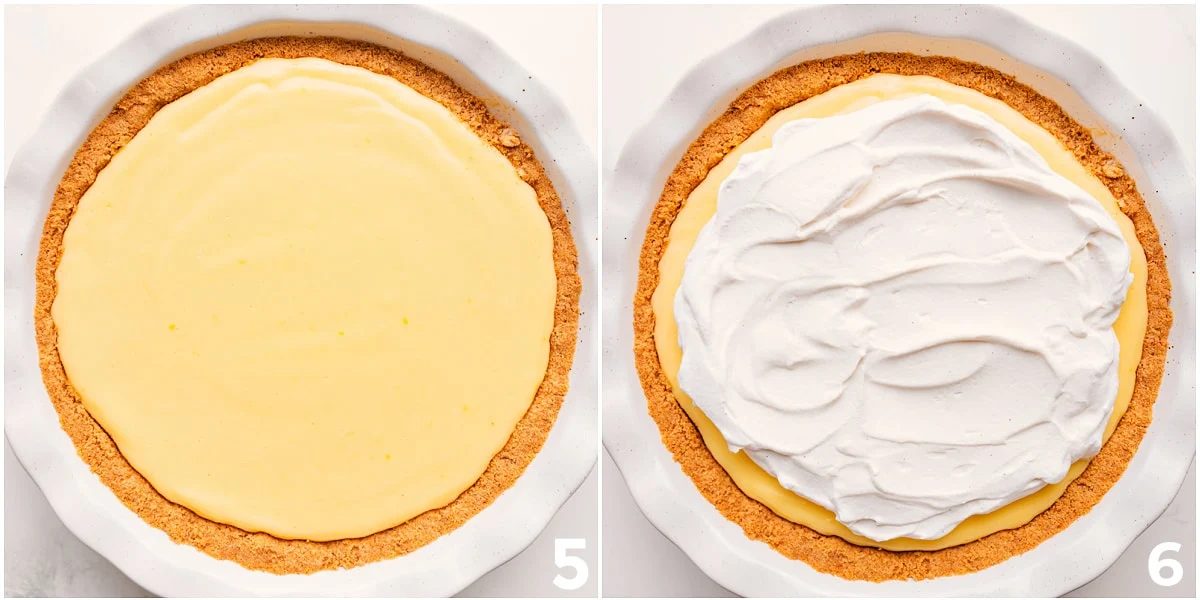 The dessert fresh out of the oven with whipped cream on top.