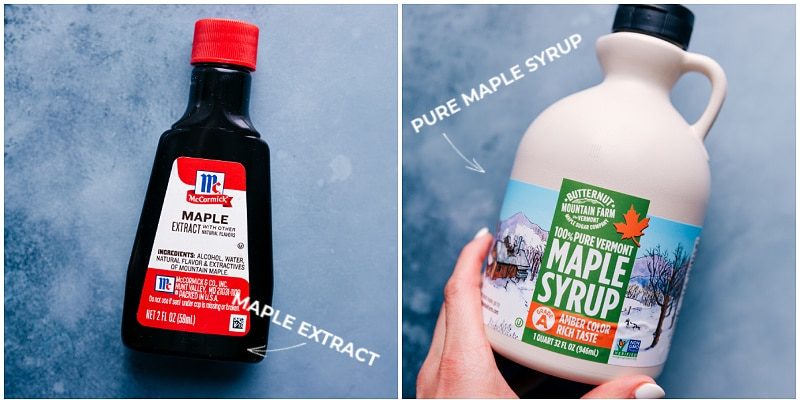 The maple extract and maple syrup that's used in this maple cookies recipe dessert.