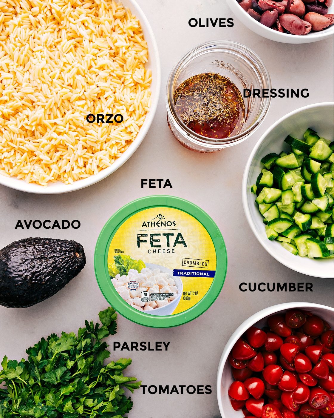 All the ingredients used in this recipe prepped out for straightforward preparation.