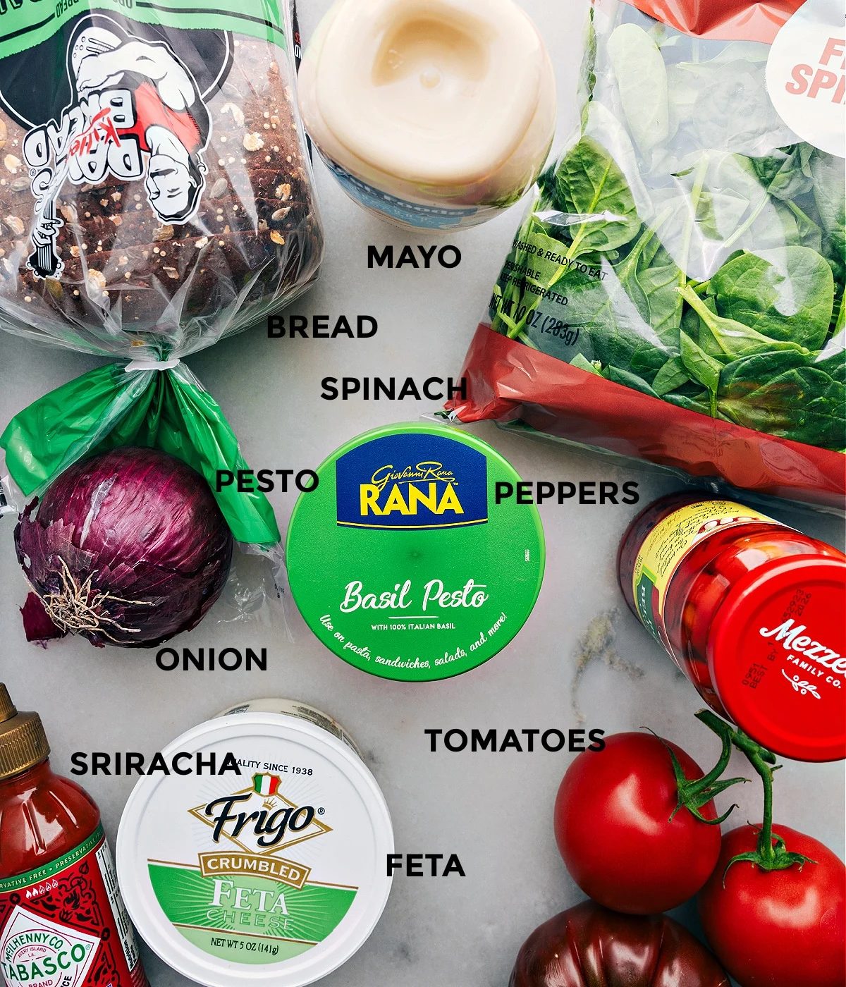 All the ingredients in this recipe prepped out for straightforward assembly.