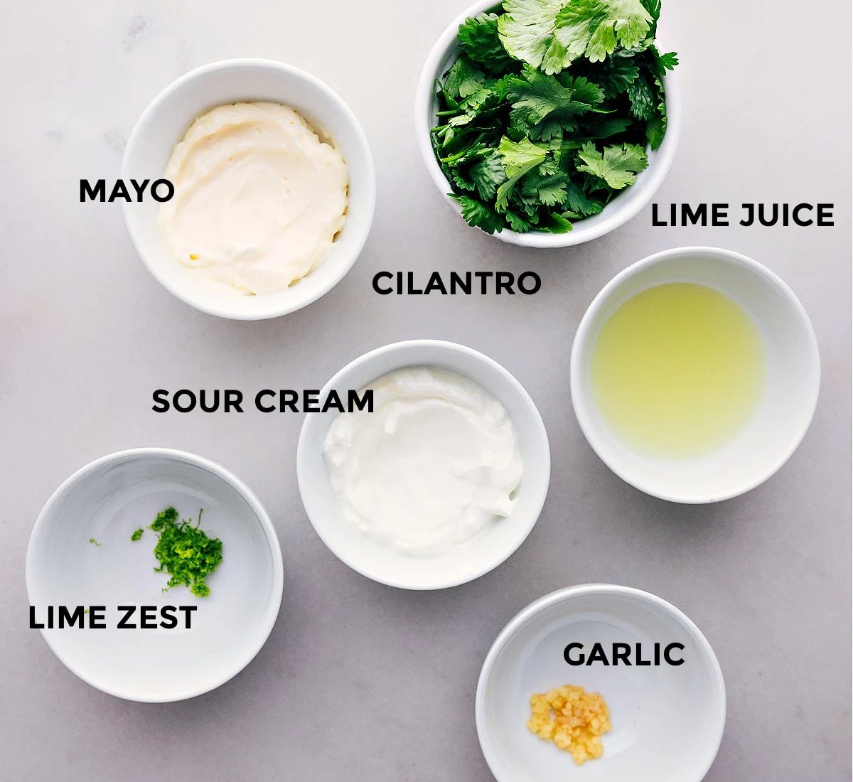 Ingredients for Cilantro-Lime Dressing prepped out for straightforward assembly.
