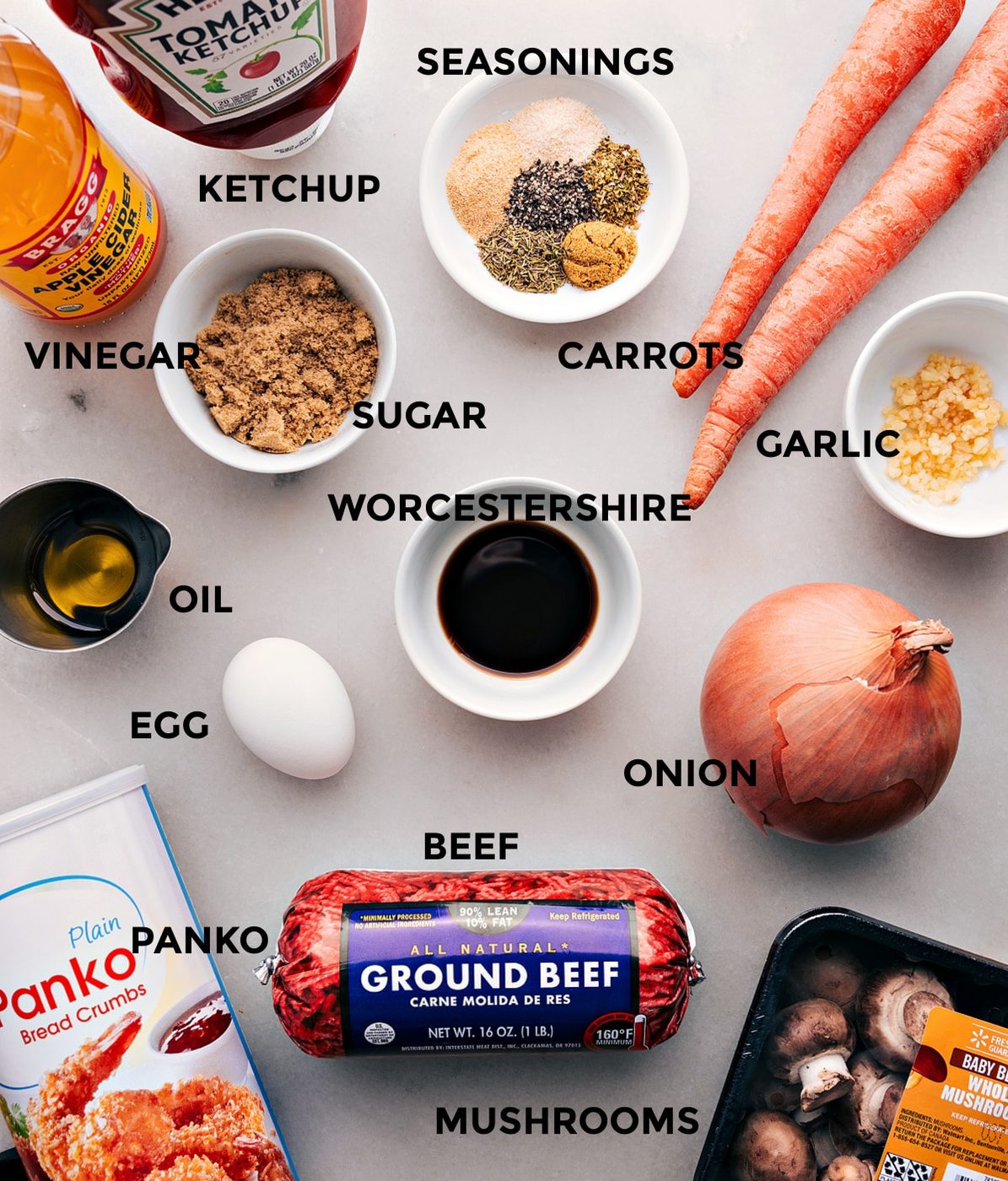 All the ingredients in this recipe prepped out for straightforward assembly.