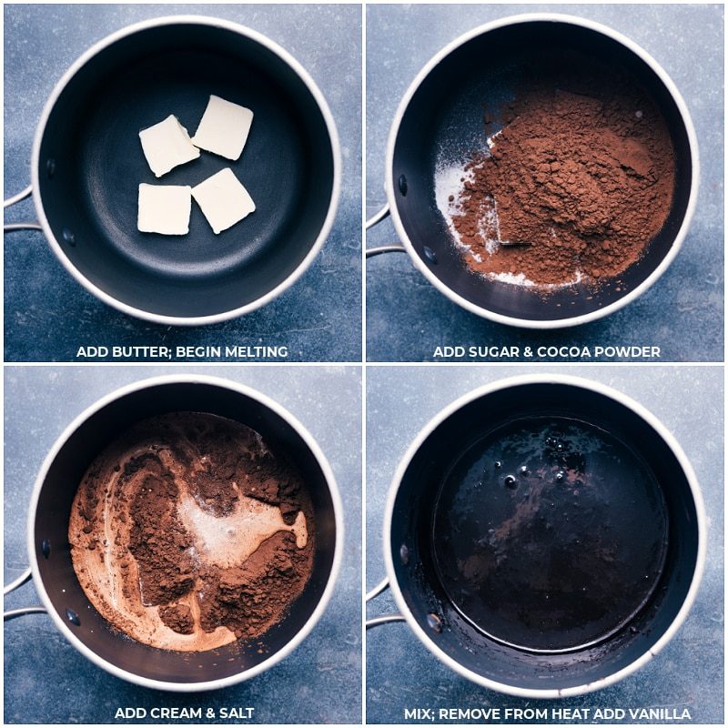 Process shots-- images of the hot fudge being made