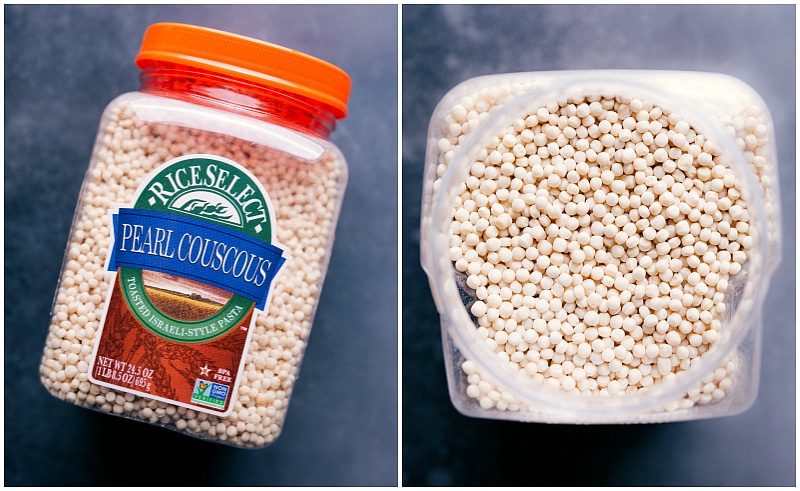 The pearl couscous used in this dish.