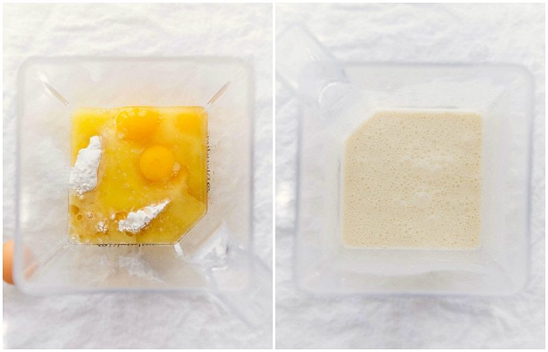 All the ingredients placed in a blender and blended until smooth, creating a uniform and silky batter.